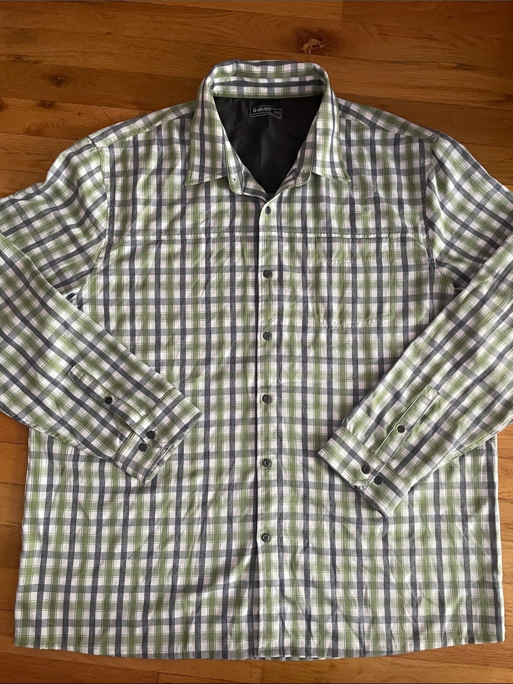 Hi Tec Men's Plaid Casual Dress Shirt Size XXL UPF 50 Wicking Long Sleeve